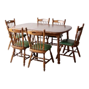 Vintage Virginia House Oak Dining Table and Chair Set