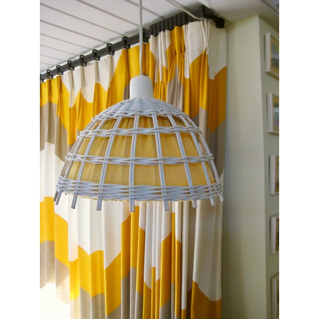 Mid-Century Modern White Wicker Chandelier For Sale - Image 4 of 13