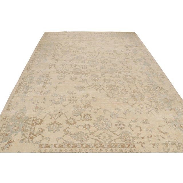 Modern Rug & Kilim’s Oushak Style Oversized Rug in Beige/Brown, With Floral Patterns For Sale - Image 3 of 7