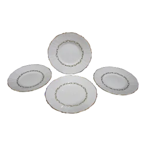 Early 20th Century Old Royal White With Gold Gilt Trim Bone China Plates- Set of 4