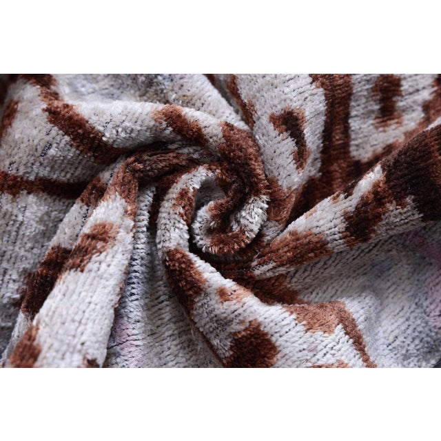 Brass The Rust & Icy Lilac Vertical Ikat Silk Velvet Pillow - 20" X 20" For Sale - Image 8 of 8