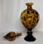 Late 20th Century Late 20th Century Large 21” Tortoise Shell Pattern Glass Pedestal Jar With Teardrop Stopper For Sale - Image 5 of 9