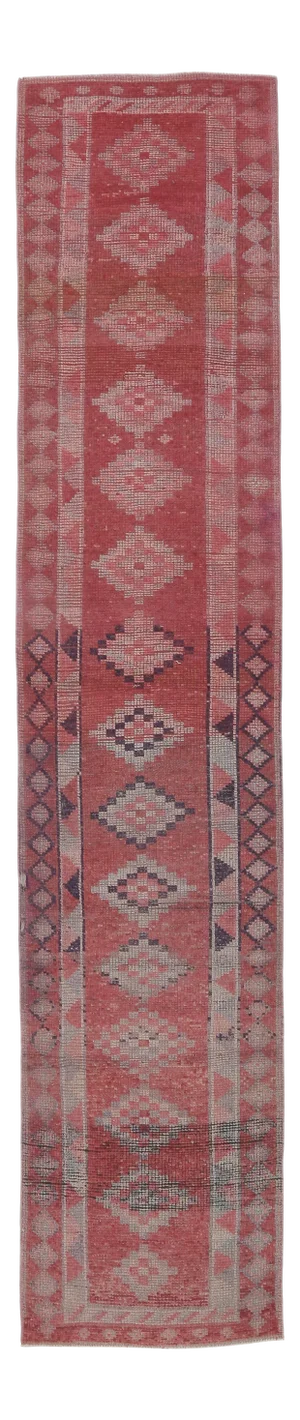 Vintage Natural Turkish Hand-Knotted Runner