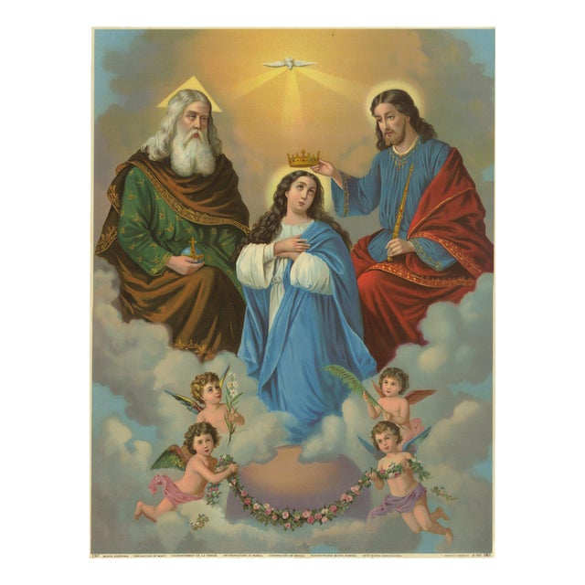 Coronation of Mary, 1900s, Chromolithograph For Sale