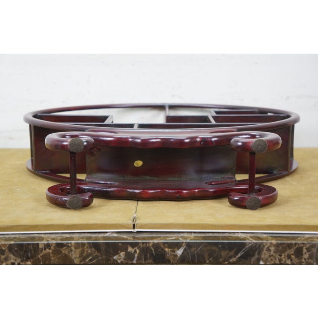 2 Chinese Chinoiserie Round Ming Style Tiered Display Stands Racks Shelf 19" For Sale - Image 9 of 13