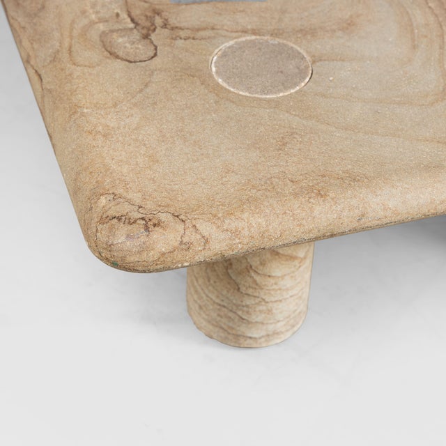 Golden Stone Tables with Interlocking Legs, 1970s, Set of 3 For Sale - Image 14 of 18