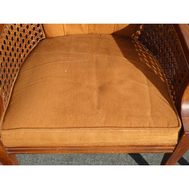 Mid-Century Tufted Burnt Orange Velvet & Cane Accent ...