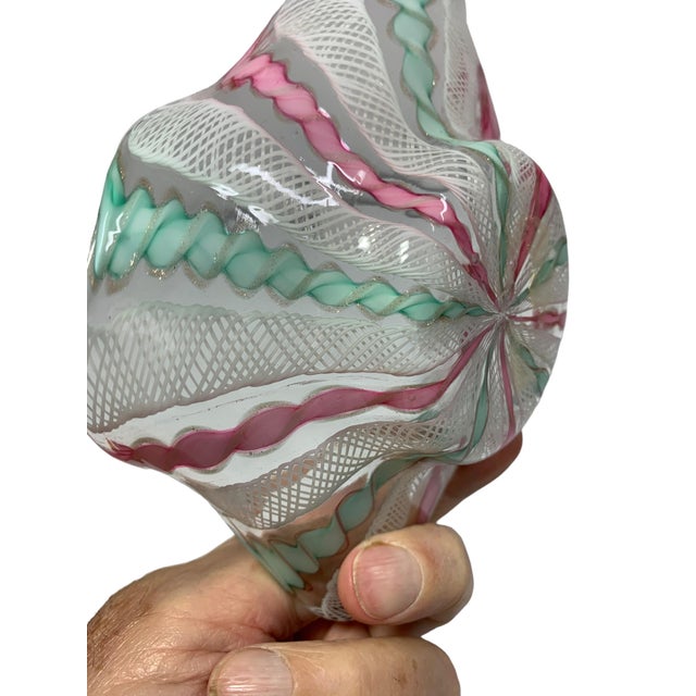 1950s 1950s Murano Latticino and Ribbon Glass Bowl Italy For Sale - Image 5 of 9