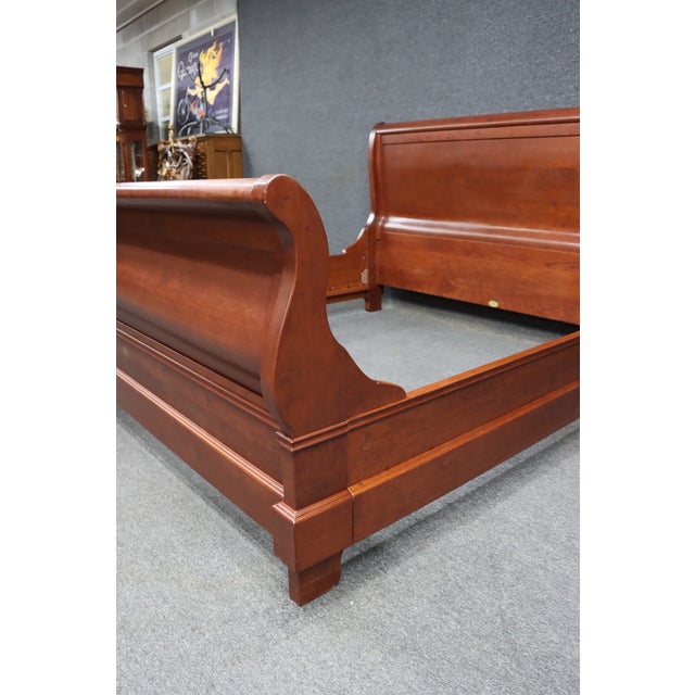 Brown Martin’s Furniture Solid Cherry King Sleigh Bed For Sale - Image 8 of 11