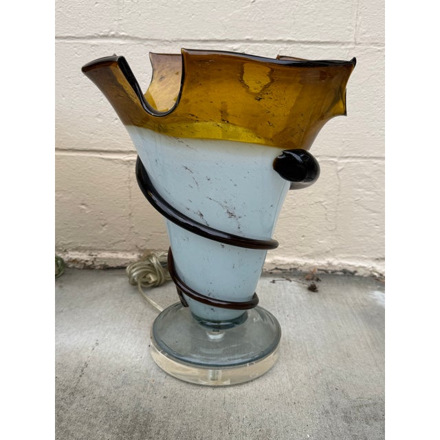Pair of Sculptural Studio Glass Table Lamps by Thumprints (Alison K. West) For Sale - Image 4 of 12