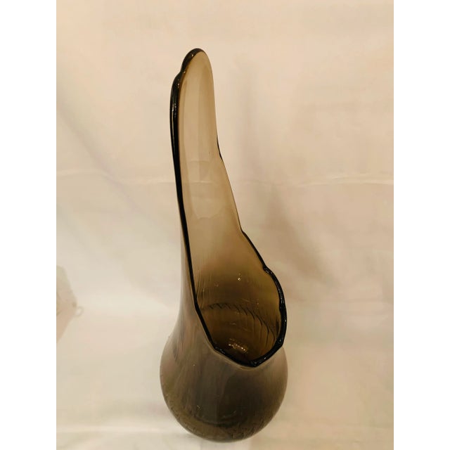 Coffee Vintage Fayette-Style Oversized “Gourd Art” Glass Vase in a Smokey Quartz Color For Sale - Image 8 of 12