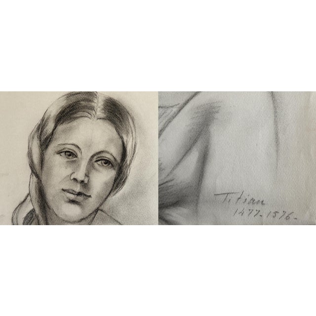 Mid 20th Century Old Master Artwork Drawings: Fouquet, Dürer, Titian (Set of 5) - Unknown Artist For Sale - Image 6 of 8
