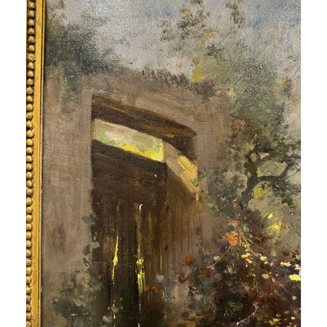 Green 19th Century French Barnyard Oil Painting Signed H. Lambert for Galien-Laloue For Sale - Image 8 of 12