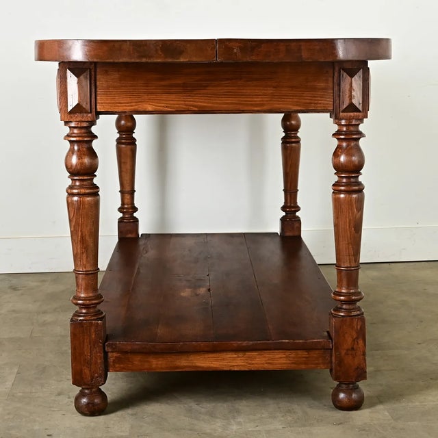 French 19th Century Oak Kitchen Island Work Table For Sale - Image 9 of 12