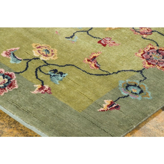 Late 20th Century Contemporary Chinese Deco Style Square Floral Wool Rug by Rug & Kilim, India For Sale - Image 5 of 8