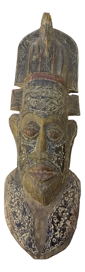African Mask in Carved Wood, 1950s