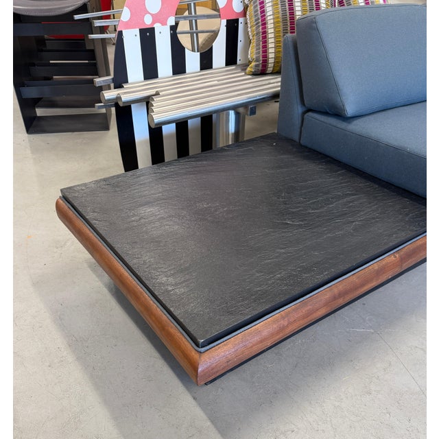 Mid-Century Modern 1960s Adrian Pearsall Sectional Sofa with Slate Ends Reupholstered in Wool Gray Flannel For Sale - Image 3 of 12