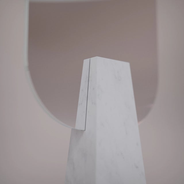 "Ophelia" Contemporary Carrara Marble Table Mirror Chairish
