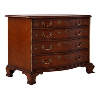 Baker Georgian Mahogany Serpentine Front Distressed Finish Chest For Sale