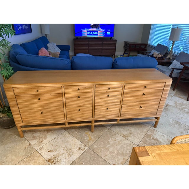 Wood Stunning Vintage Pencil Rattan 12-Drawer Dresser Sideboard For Sale - Image 7 of 7