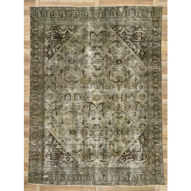 Olive Late 19th Century Persian Mahal Rug, 09'00 X 12'02 For Sale - Image 8 of 14