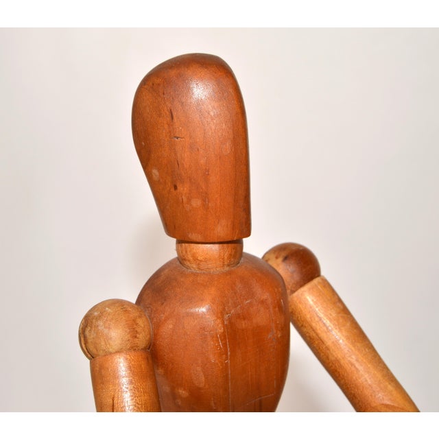 1950 Morilla Maniquette Japan Large Carved Wood Articulated Mannequin Figure For Sale - Image 10 of 15