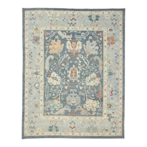 Vintage Blue Oushak Rug - 11'07 X 14'08