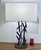 Original retail $1305, stylish Revelation Organic Modern Acrylic Stick With It Table Lamp, white fabric shade, antique...