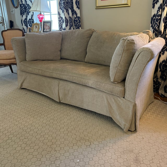 Champagne Champagne Flare Arm Sofa For Sale - Image 8 of 10