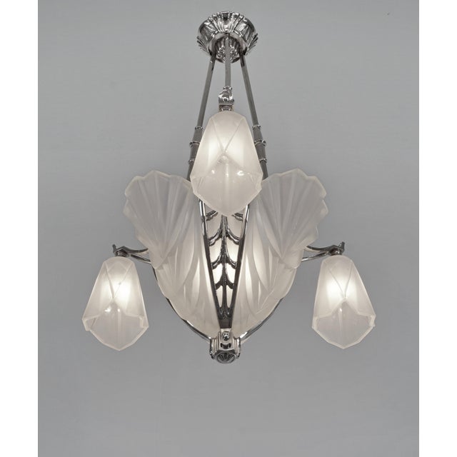 1930s French Art Deco Chandelier by Jamain & Degue 1930 France For Sale - Image 5 of 13