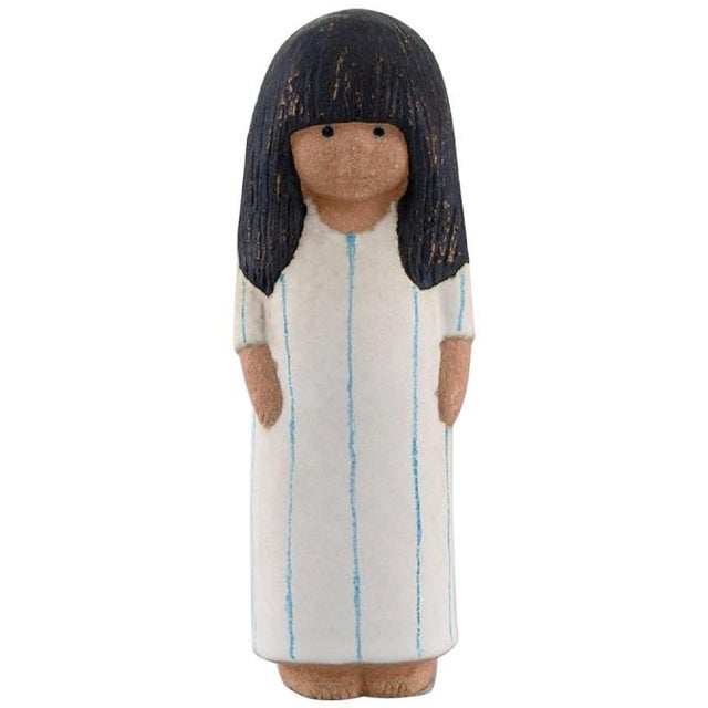 Ceramic Glazed Ceramic Girl Figurine by Lisa Larson for Gustavsberg, 1993 For Sale - Image 7 of 7