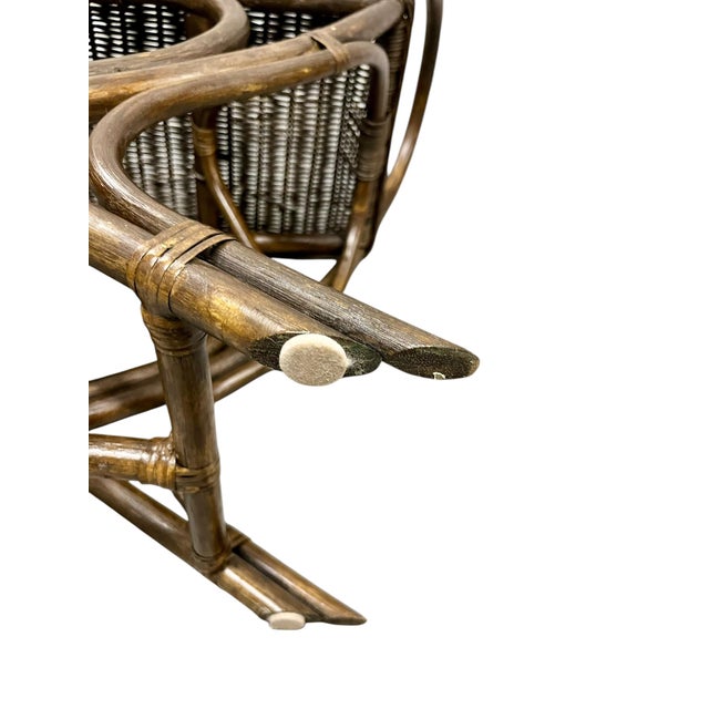 Vintage Woven Rattan & Bamboo Stool With Sculptural Loop Base For Sale - Image 17 of 18