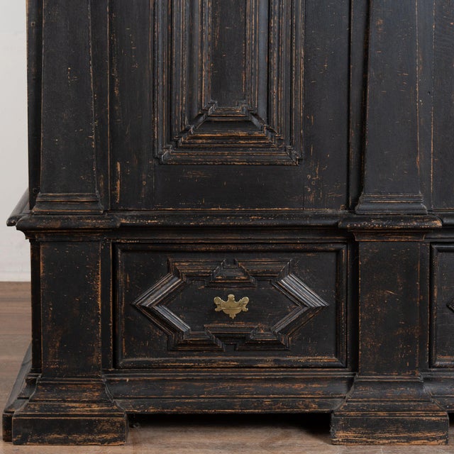 19th Century Danish Baroque Oak Large Black Painted Armoire For Sale - Image 14 of 18