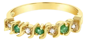 Emerald Diamond S Style Wedding Band 14 Yellow Gold, Size 4