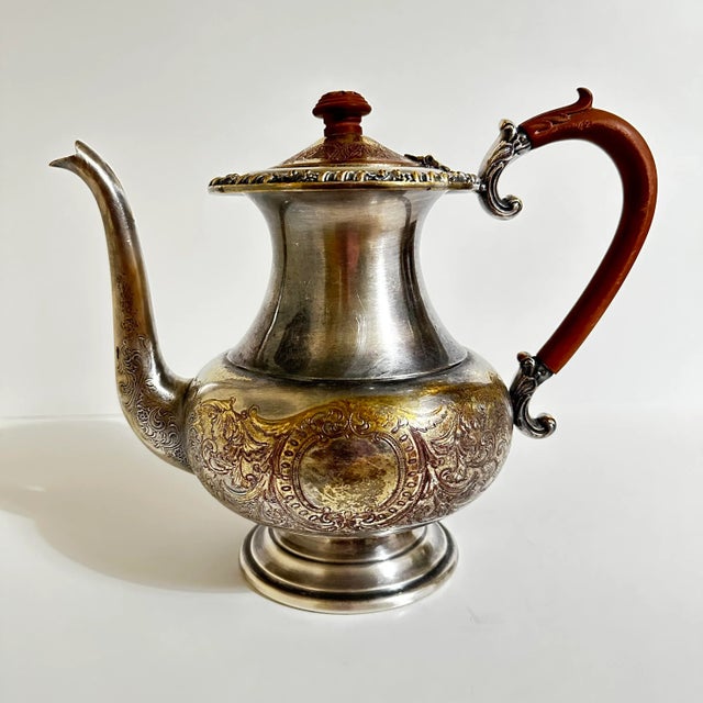 Traditional Vintage 1900s Sheffield Reproductions Silver Plate on Copper Teapot For Sale - Image 3 of 12