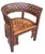 A finely crafted antique round-back chair made in Damascus, Syria, showcasing intricate marquetry wood inlay, beautifully...