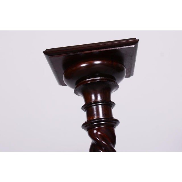 Black Biedermeier Pedestal in Stained Walnut, Austria, 1840s For Sale - Image 8 of 11