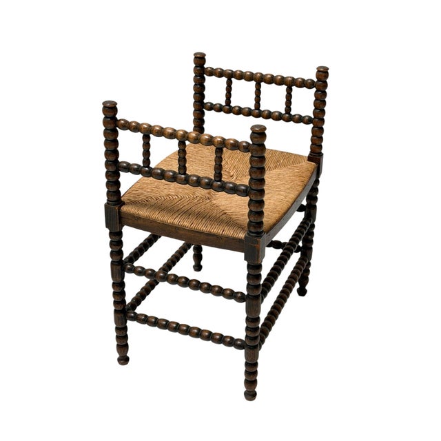Dutch Jacobean Style Hand-Crafted Beech Bobbin Stool, 1900s For Sale - Image 4 of 9
