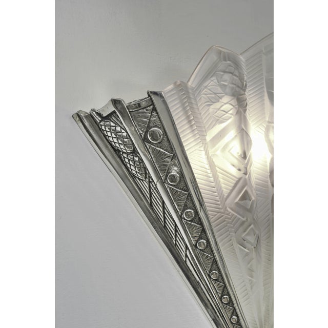 1930s Noverdy French Art Deco Floral Fan Wall Sconces - A Pair For Sale - Image 6 of 11