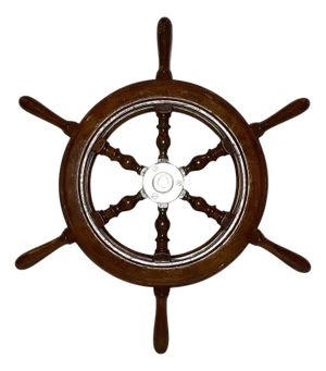 Six Spoke Ship's Wheel with Chrome Hub