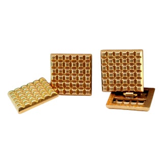Yellow Gold Cufflinks in Square Shape, Set of 2 For Sale
