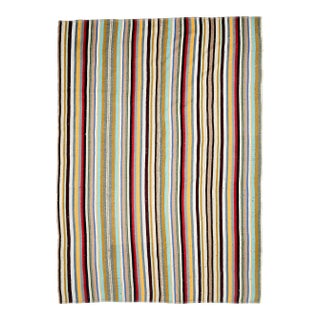 Vintage Turkish Hand-Knotted Wool Cotton Beige Kilim Area Rug For Sale