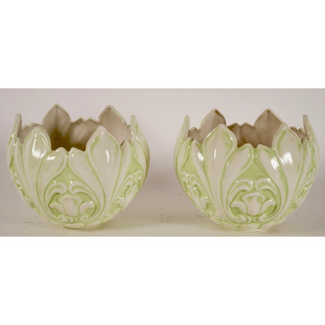 Victorian 1970s Hanging Macrame Lamp With Planter Decorated With Butterflies Set of 2 For Sale - Image 3 of 13