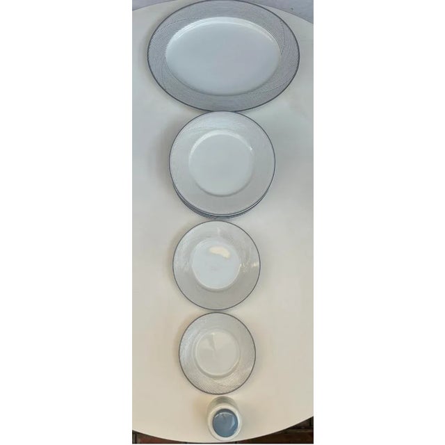 Navy Blue and Gray Striped Dansk “Tapestry” Dinnerware by Jack Lear Larso - 10 Pieces For Sale - Image 9 of 9