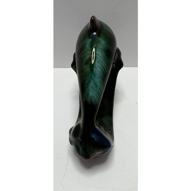 Ceramic Vintage Green Glazed Dolphin Figurine | Coastal Nautical Decor | Art Pottery Style Dolphin Sculpture For Sale - Image 7 of 8