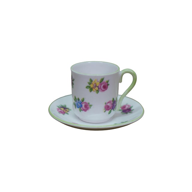 English Vintage Shelley England Porcelain Bone China Floral Demitasse Cups Saucers - 5 pcs For Sale - Image 3 of 15