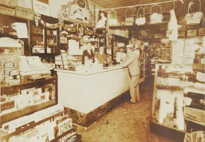 Antique Photograph Soda Shop Cigars Easter Baskets Magazines Signs