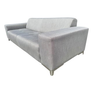 Modern Thayer Coggin Silver Upholstered Sofa For Sale