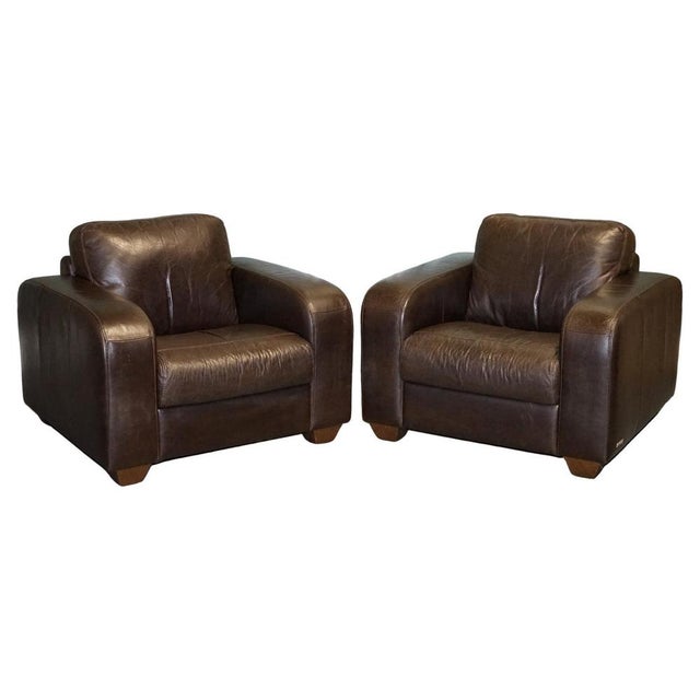 Vintage Brown Leather Armchairs from Sofitalia, Set of 2 For Sale - Image 12 of 12