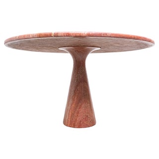 Mid-Century Red Travertine Dining Table by Angelo Mangiarotti, Italy, 1970s For Sale